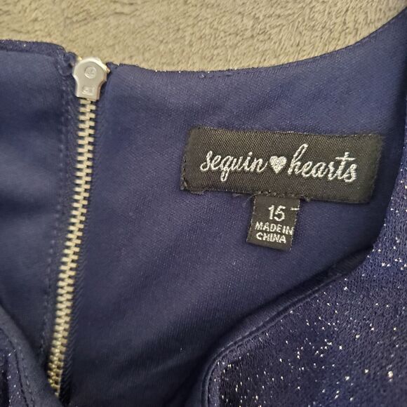 Sequin Hearts Navy Blue Sleeveless Bodycon Stretch Cocktail Dress Juniors Sz 15 - Picture 5 of 12